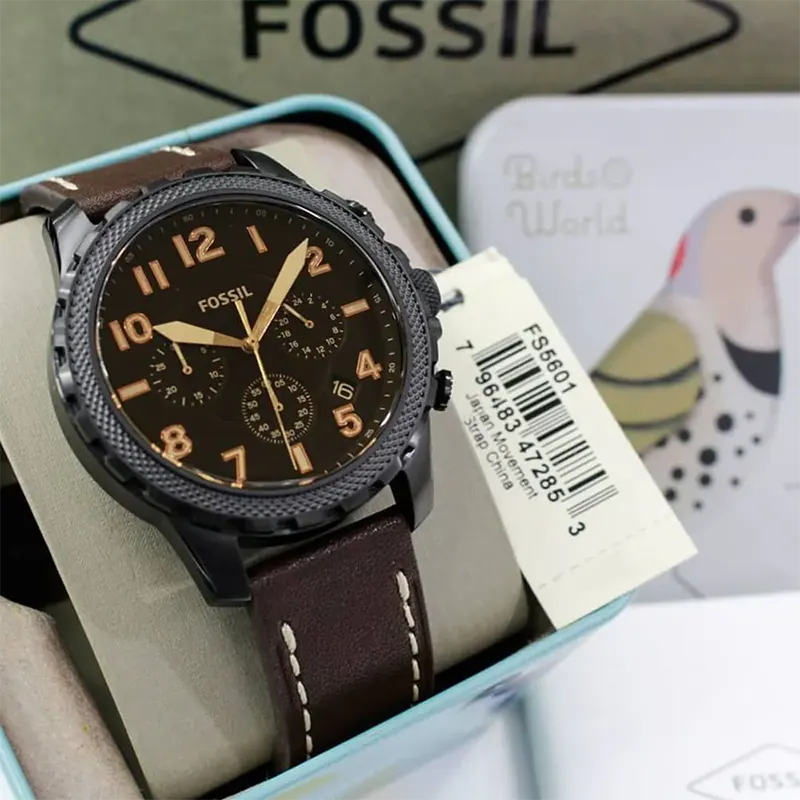 Fossil Bowman Chronograph Brown Leather Men's Watch- FS5601